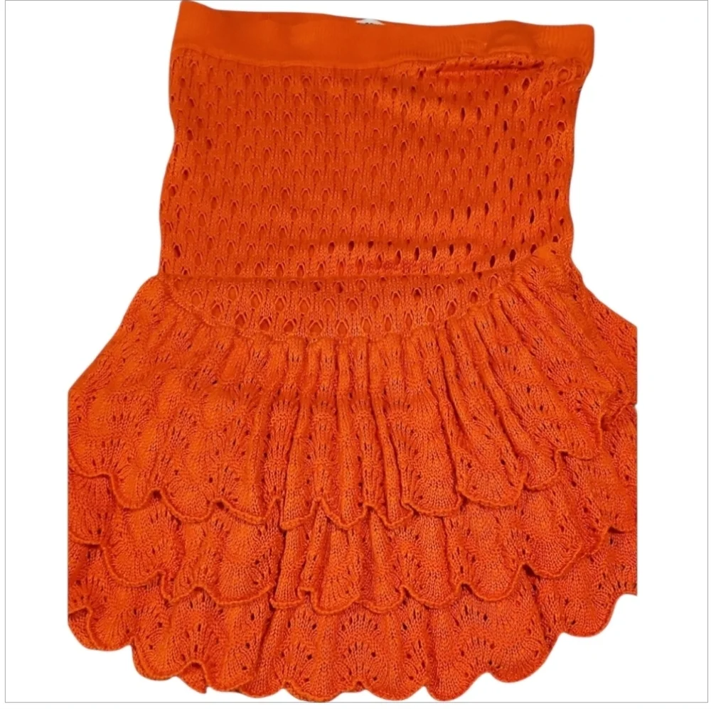 NWT Beach Riot Polly Crochet Maxi Swim Cover Up Skirt Orange L